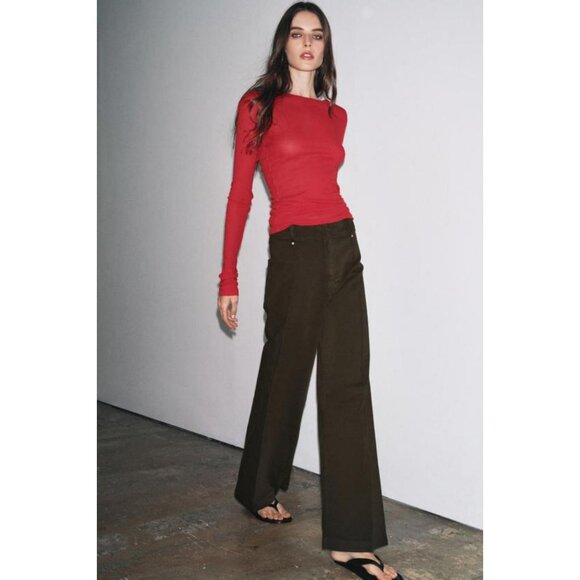 ZARA JEANS ZW COLLECTION TAILORED WIDE LEG HIGH-WAIST - Picture 1 of 7